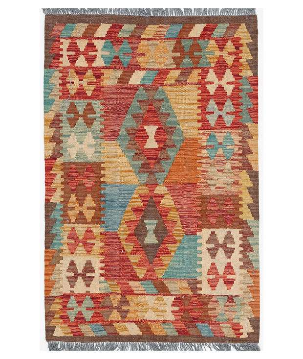 Hand Woven Maimana Kilim Wool Kilim 2'  2" x 3'  3" - No. AT43399