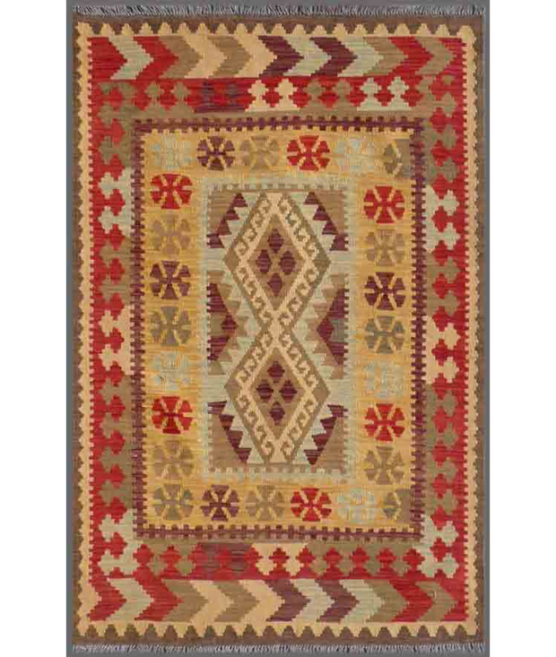Hand Woven Maimana Kilim Wool Kilim 3'  3" x 4'  11" - No. AT46866