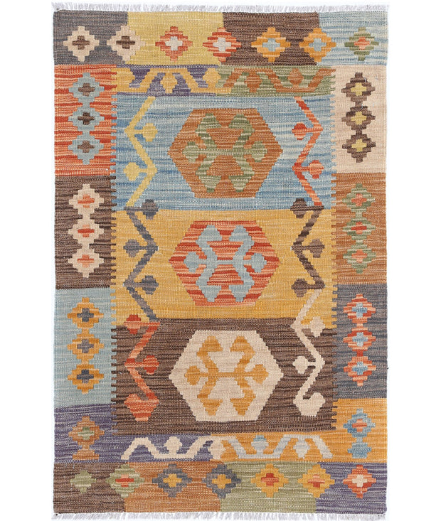 Hand Woven Maimana Kilim Wool Kilim Rug 2' 8" x 4' 1" - No. AT56168