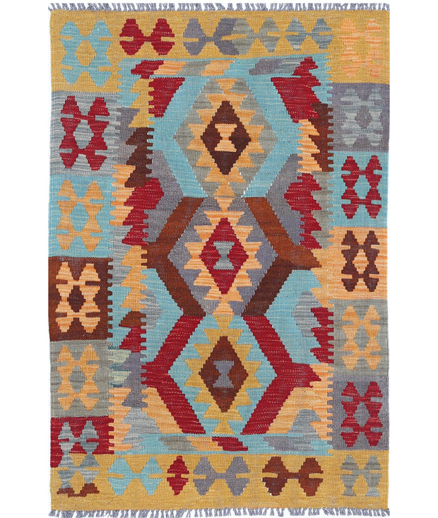 Hand Woven Maimana Kilim Wool Kilim Rug 2' 8" x 4' 0" - No. AT37303