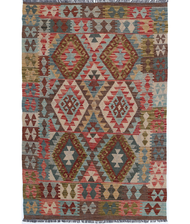 Hand Woven Maimana Kilim Wool Kilim Rug 3' 3" x 4' 9" - No. AT21317