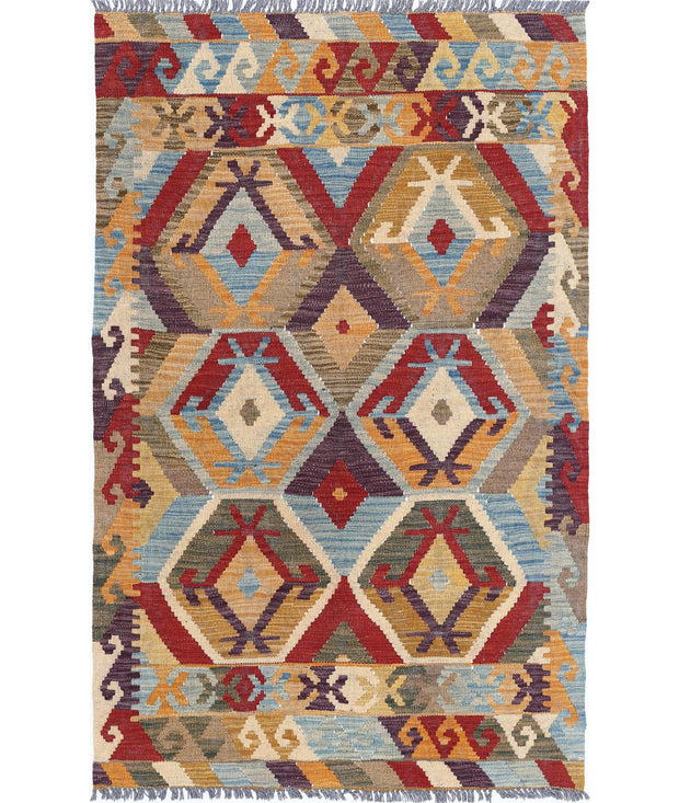 Hand Woven Maimana Kilim Wool Kilim Rug 3' 2" x 5' 2" - No. AT86296