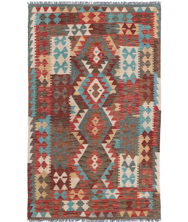 Hand Woven Maimana Kilim Wool Kilim Rug 3' 1" x 5' 1" - No. AT55878