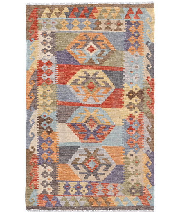Hand Woven Maimana Kilim Wool Kilim Rug 3' 1" x 5' 1" - No. AT12422