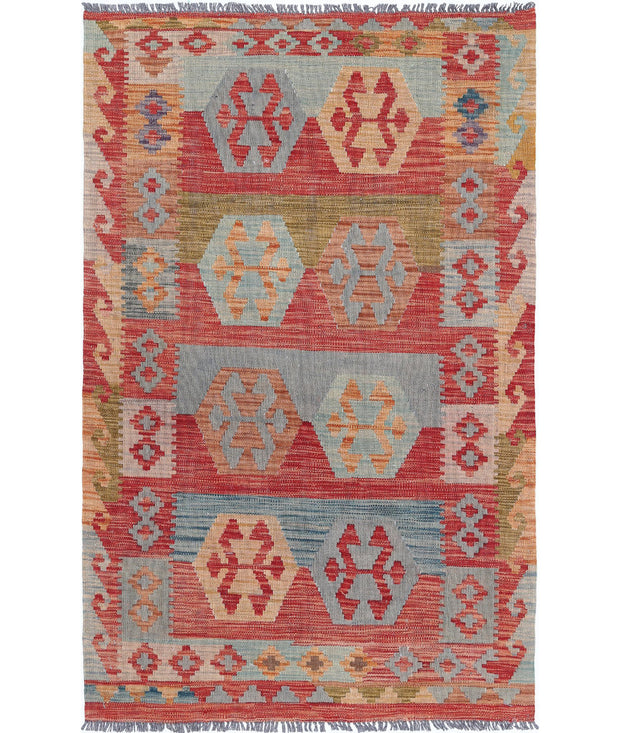 Hand Woven Maimana Kilim Wool Kilim Rug 3' 2" x 5' 3" - No. AT73671