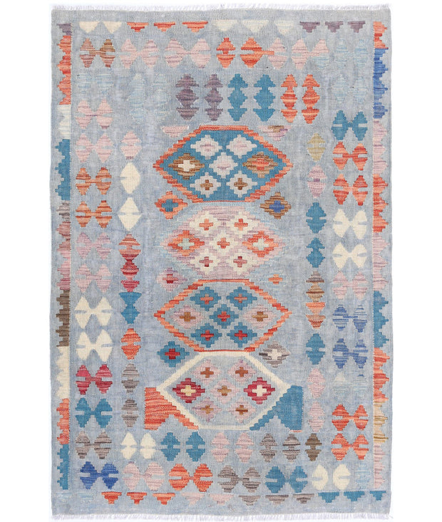 Hand Woven Maimana Kilim Wool Kilim Rug 3' 4" x 4' 10" - No. AT20584