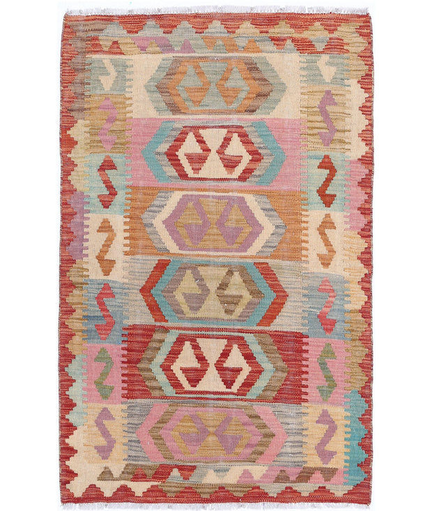 Hand Woven Maimana Kilim Wool Kilim Rug 2' 8" x 4' 2" - No. AT82453