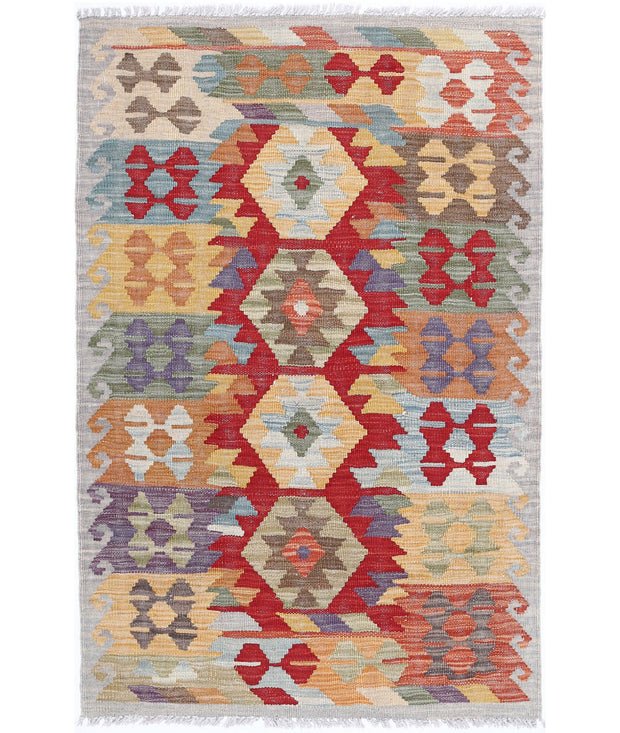 Hand Woven Maimana Kilim Wool Kilim Rug 2' 8" x 4' 1" - No. AT98132