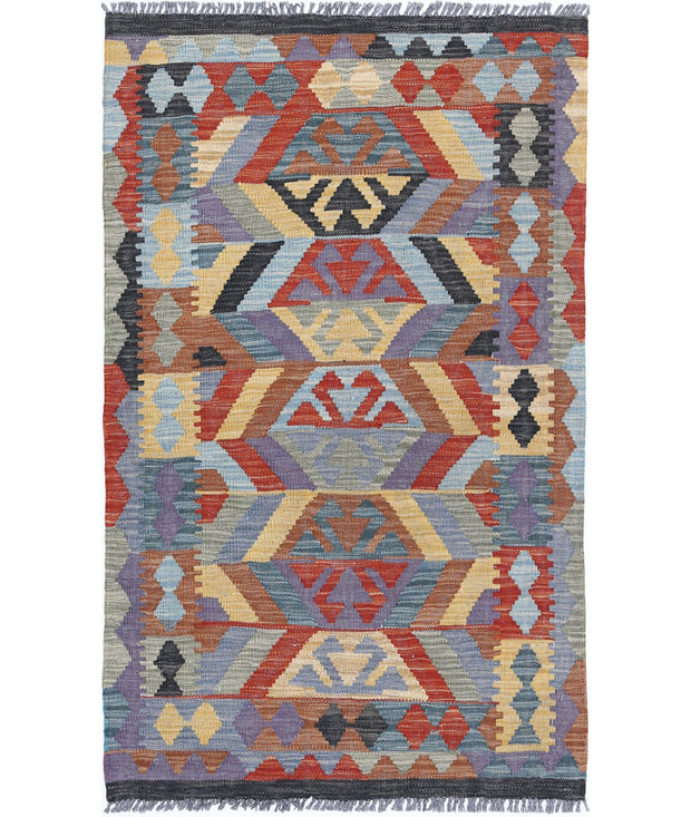 Hand Woven Maimana Kilim Wool Kilim Rug 2' 6" x 4' 2" - No. AT91416