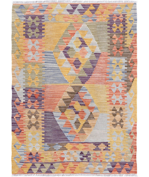 Hand Woven Maimana Kilim Wool Kilim Rug 2' 8" x 3' 10" - No. AT78347