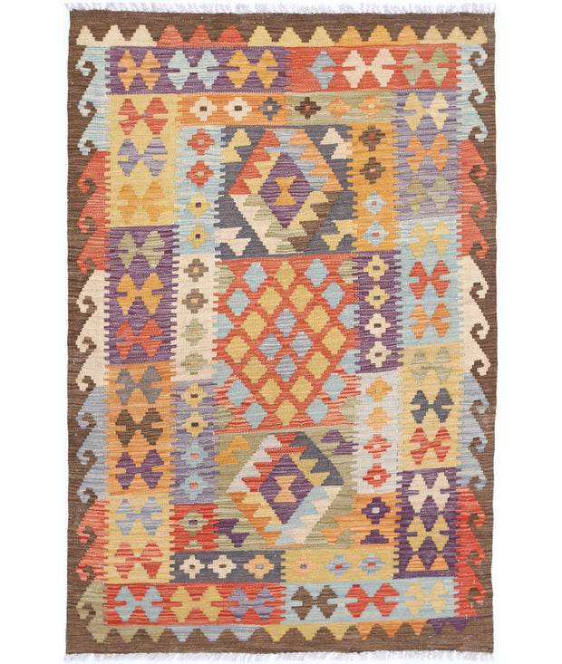 Hand Woven Maimana Kilim Wool Kilim Rug 3' 4" x 5' 0" - No. AT89789