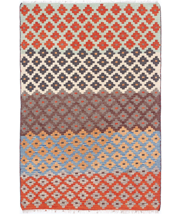 Hand Woven Maimana Kilim Wool Kilim Rug 3' 1" x 4' 8" - No. AT80540