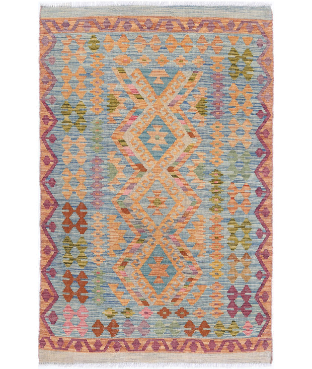 Hand Woven Maimana Kilim Wool Kilim Rug 3' 3" x 4' 11" - No. AT56901