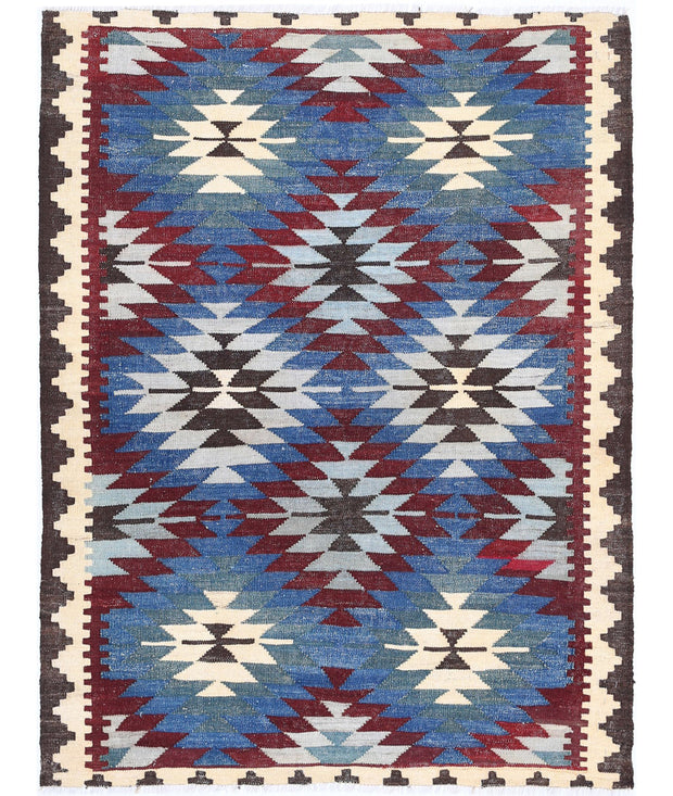 Hand Woven Maimana Kilim Wool Kilim Rug 3' 5" x 4' 6" - No. AT44899