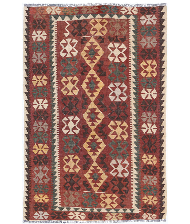 Hand Woven Maimana Kilim Wool Kilim Rug 3' 8" x 5' 5" - No. AT30845