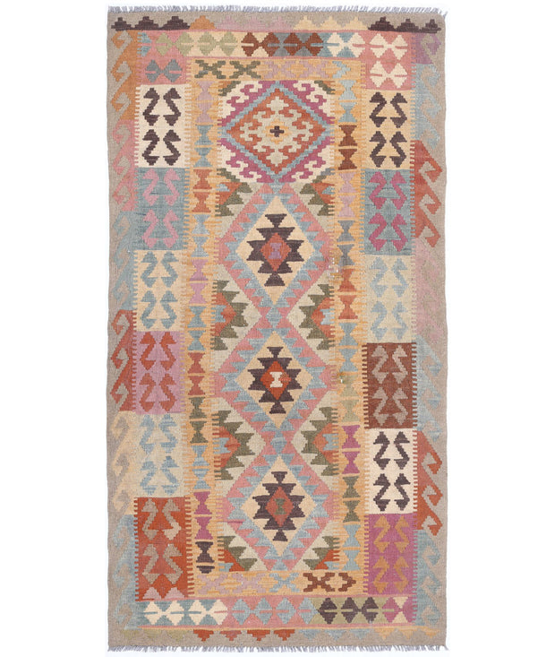 Hand Woven Maimana Kilim Wool Kilim Rug 3' 3" x 6' 3" - No. AT11431