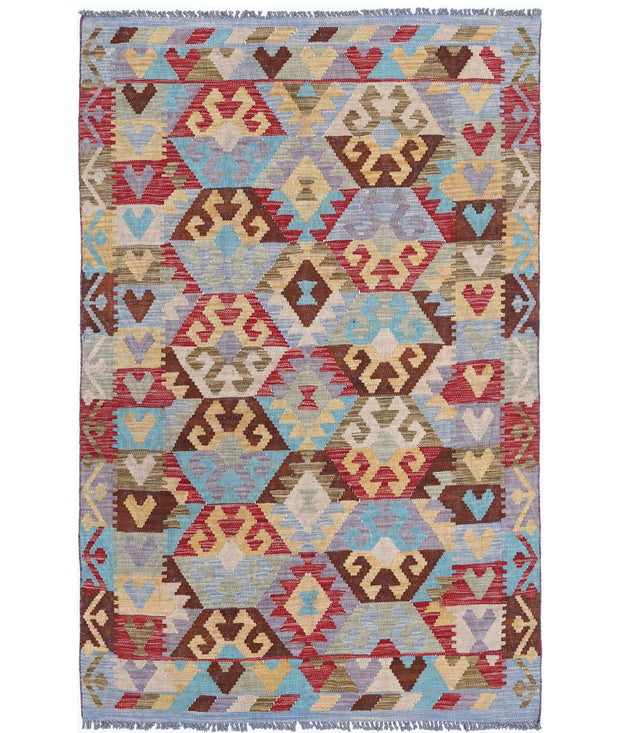 Hand Woven Maimana Kilim Wool Kilim Rug 3' 10" x 6' 0" - No. AT44225
