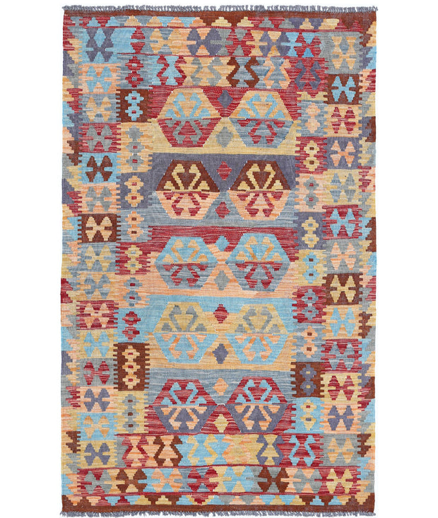 Hand Woven Maimana Kilim Wool Kilim Rug 3' 8" x 5' 8" - No. AT12622