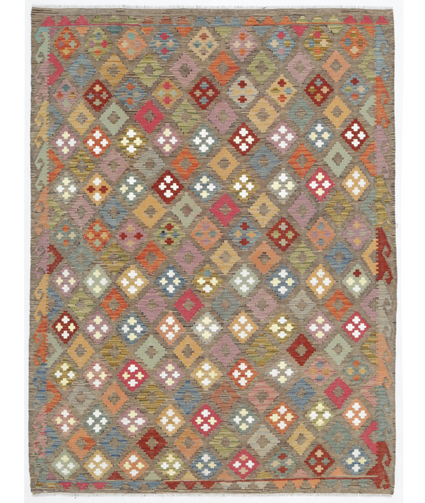 Hand Woven Natural Kilim Wool Kilim 6'  4" x 8'  2" - No. AT62705