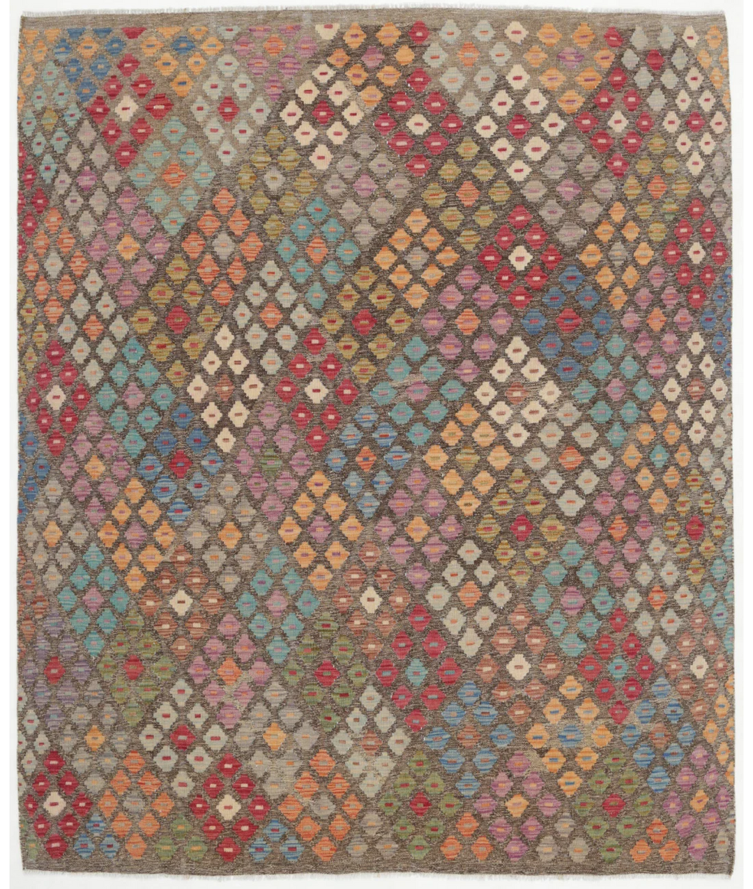Afghan Kilim Rug 6'6" x 7'10" Hand-Woven