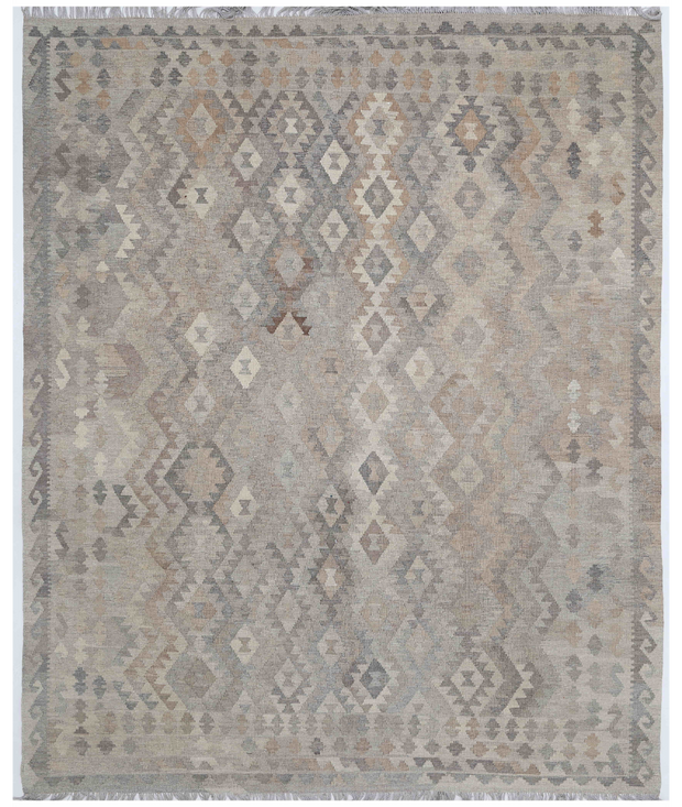 Hand Woven Natural Kilim Wool Kilim 8'  1" x 9'  9" - No. AT23906