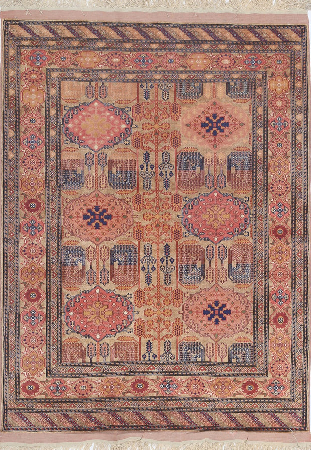 Hand Knotted Tribal Silk Tane Silk Rug 4' 0" x 5' 3" - No. AT48388