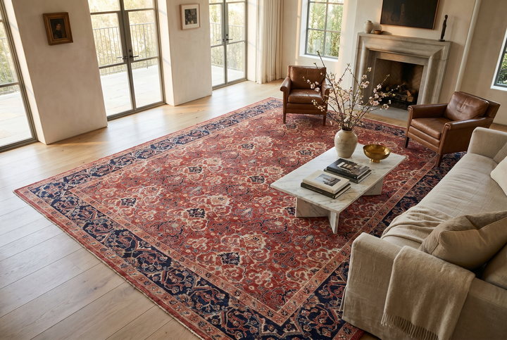 Rust Afghan Sultanabad Rug 8' 9" x 11' 10" Hand-Knotted | No. AT41065