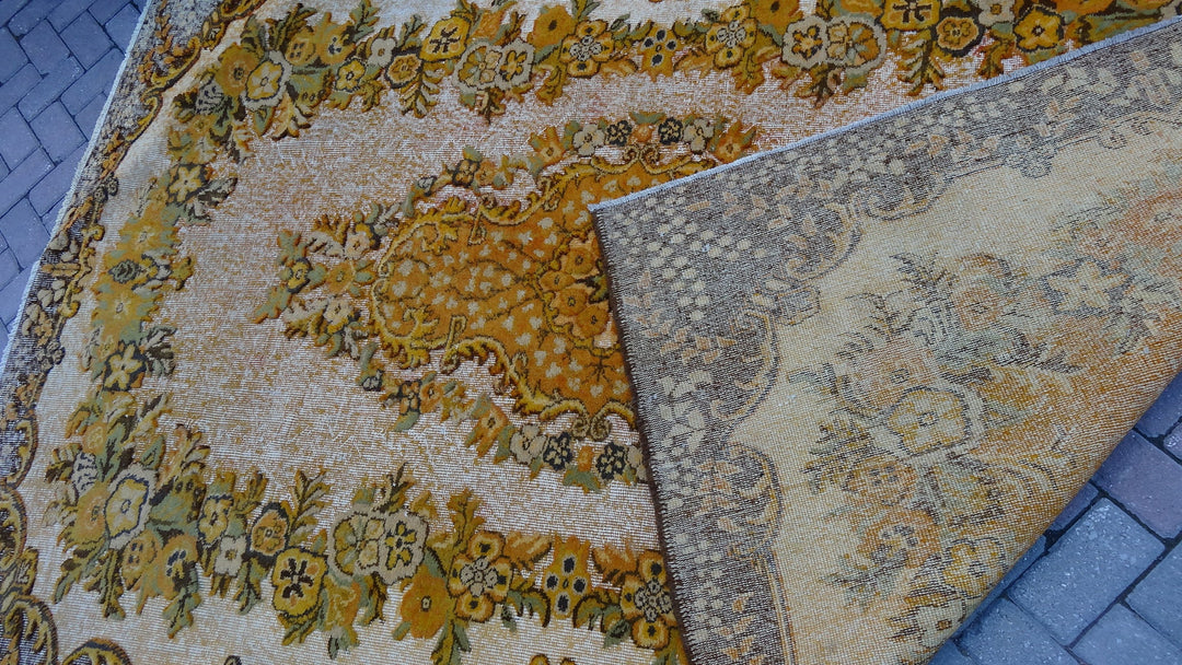 Turkish Oushak Rug 5'6" x 8'2" Hand-Knotted reverse