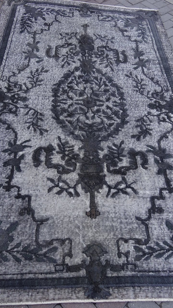 Grey Turkish Oushak Rug Runner Hand-Knotted | No. WR62944