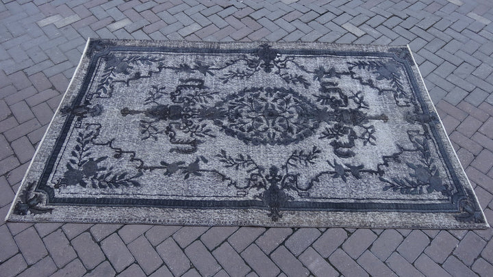Grey Turkish Oushak Rug Runner Hand-Knotted | No. WR62944