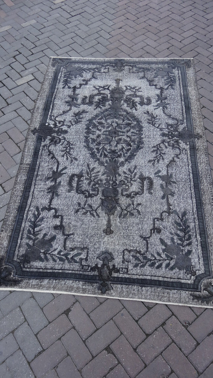 Grey Turkish Oushak Rug Runner Hand-Knotted | No. WR62944