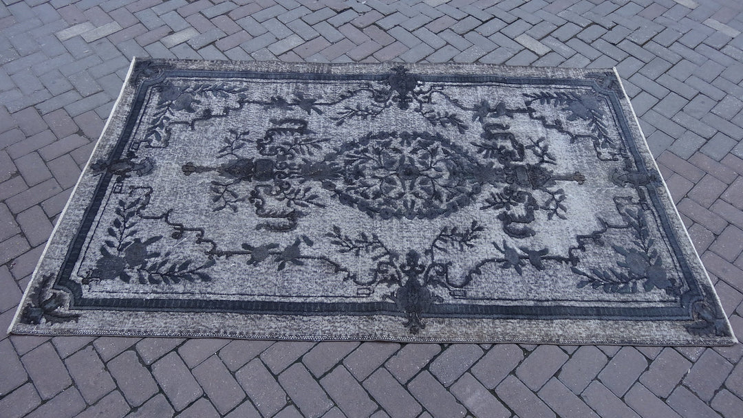 Grey Turkish Oushak Rug Runner Hand-Knotted | No. WR62944
