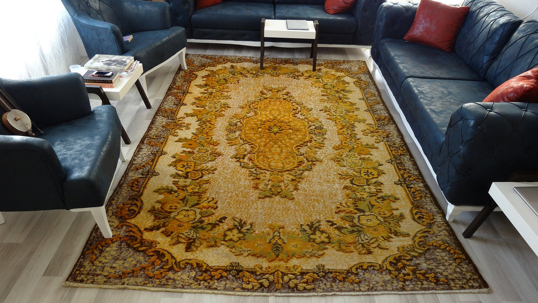 Turkish Oushak Rug 5'6" x 8'2" Hand-Knotted