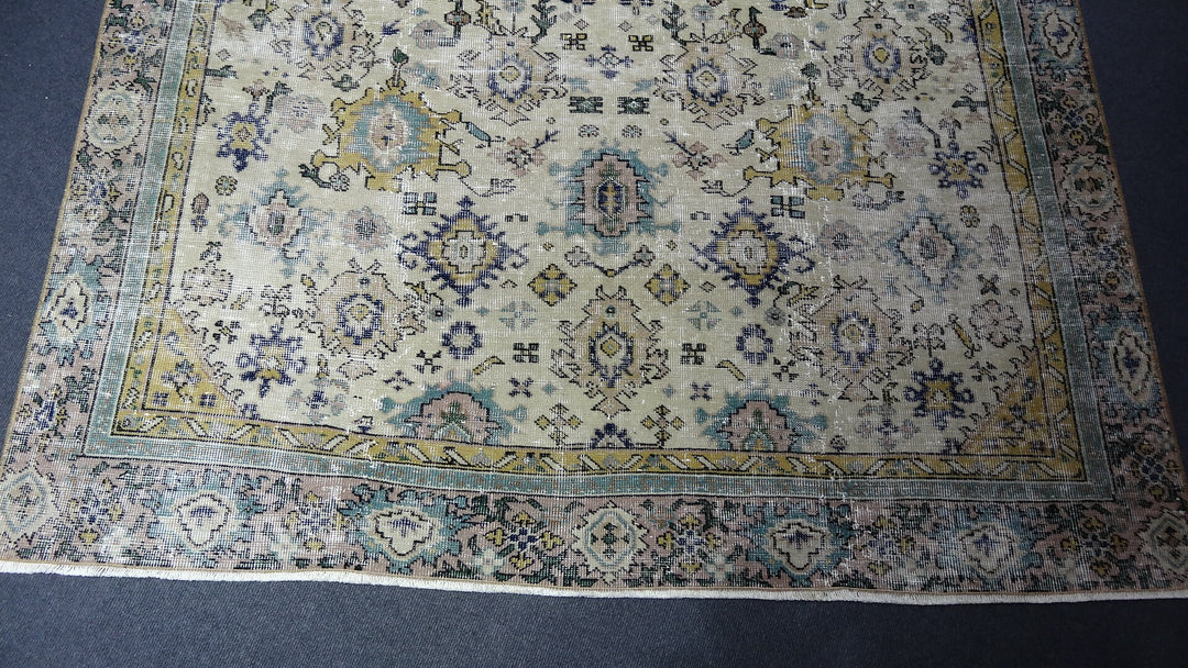 Green Turkish Runner Rug 5' 7" x 8' 9" Hand-Knotted | No. WR22630
