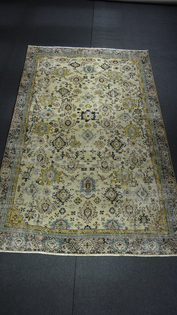 Green Turkish Runner Rug 5' 7" x 8' 9" Hand-Knotted | No. WR22630