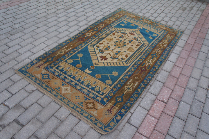 Blue Turkish Oushak Runner Rug 2'6" x 9'8" Hand-Knotted | No. WR76933