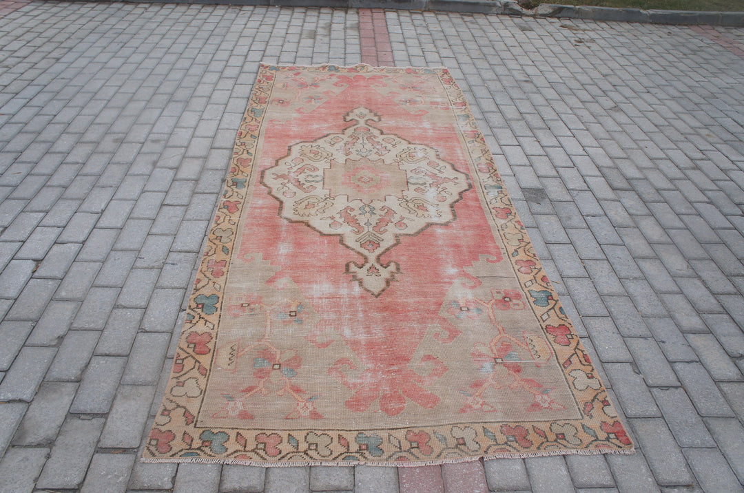Pink Turkish Oushak Rug Hand-Knotted view