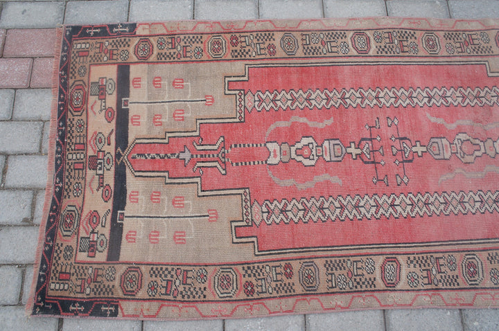 Turkish Oushak Runner Rug Hand-Knotted detail