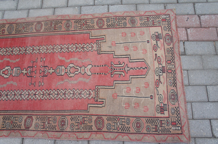 Turkish Oushak Runner Rug Hand-Knotted pattern
