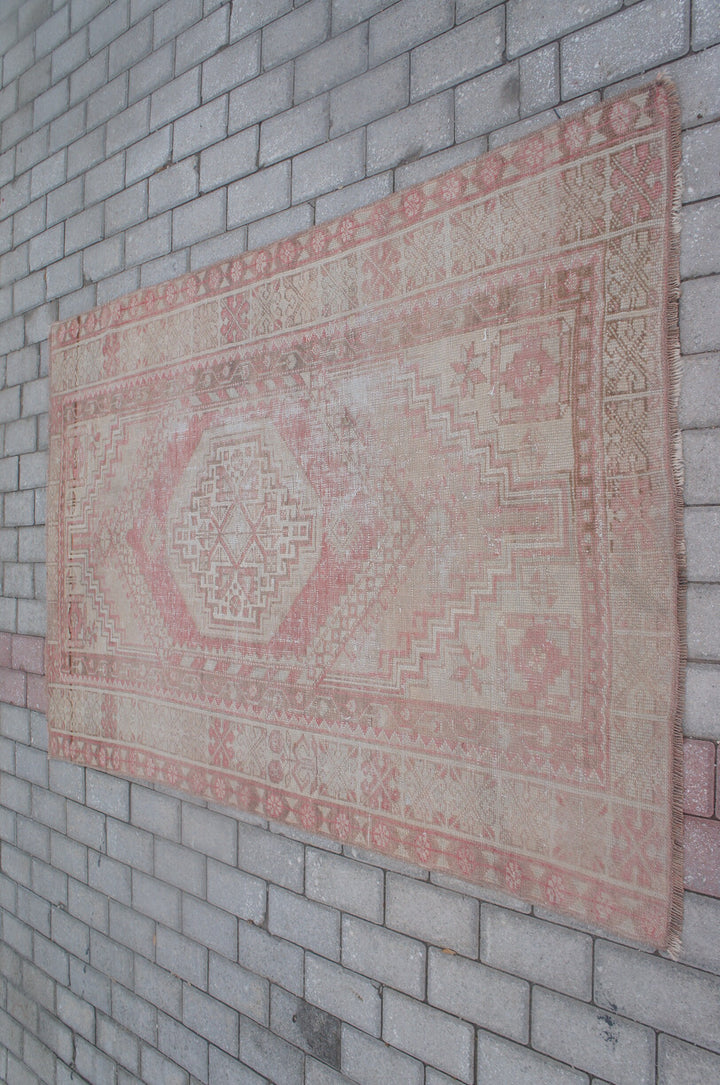 Pink Turkish Runner Rug 3' 7" x 5' 7" Hand-Knotted pattern