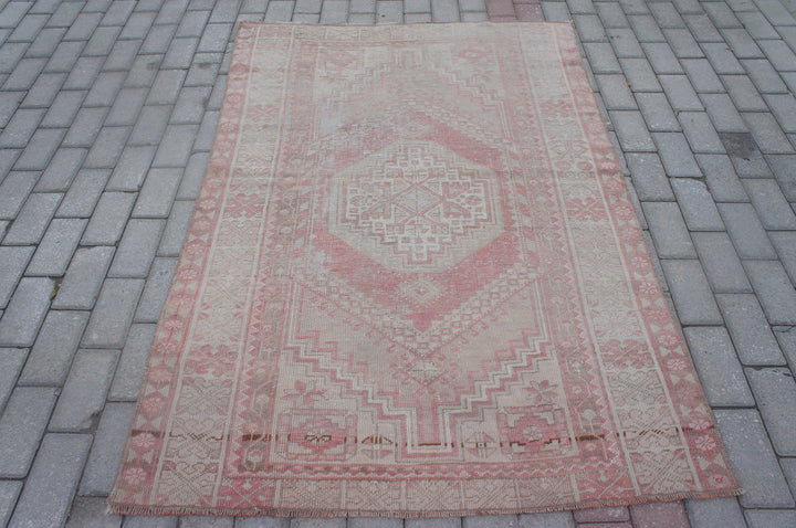 Pink Turkish Runner Rug 3' 7" x 5' 7" Hand-Knotted