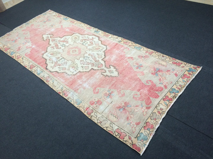 Pink Turkish Oushak Rug Hand-Knotted