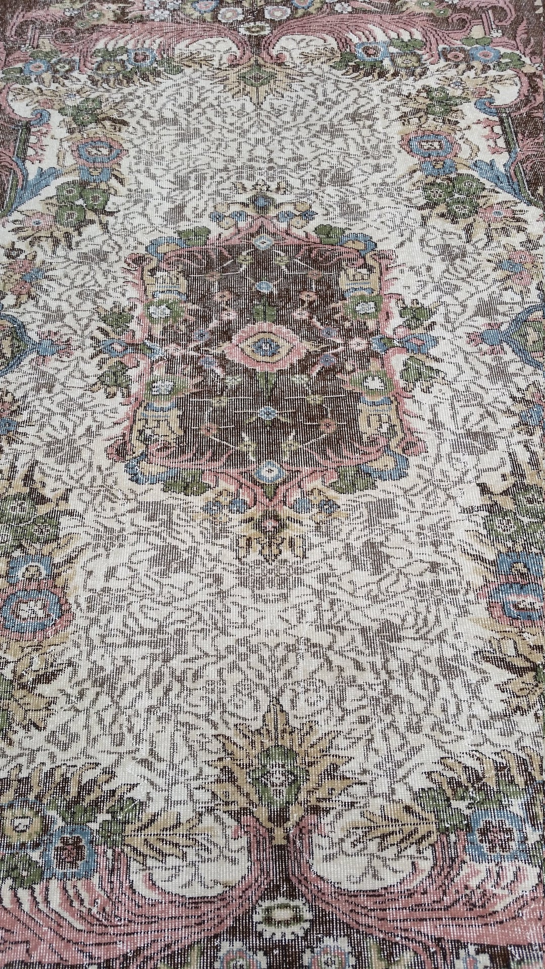 Turkish Oushak Rug 6' 7" x 10' Hand-Knotted reverse