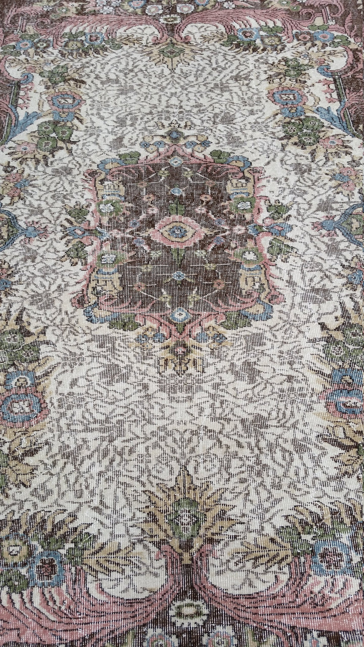 Turkish Oushak Rug 6' 7" x 10' Hand-Knotted reverse