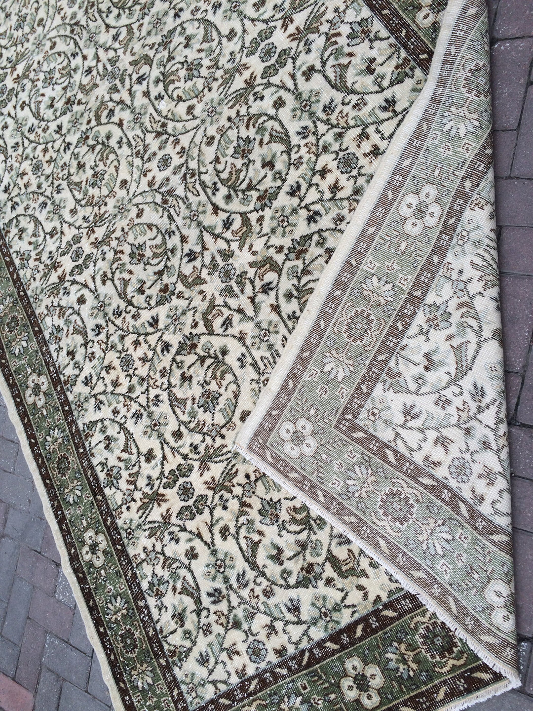 Green Turkish Runner Rug 6' x 10' Hand-Knotted | No. WR12098