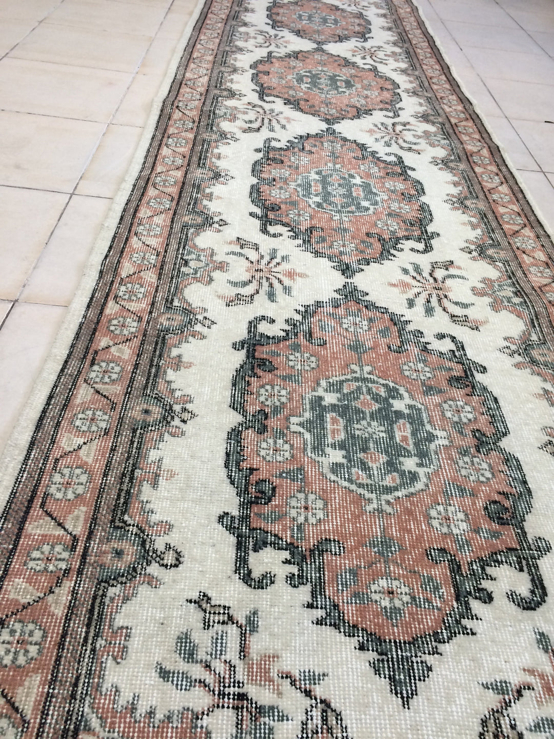 Beige Turkish Runner Rug 3' x 12' Hand-Knotted view