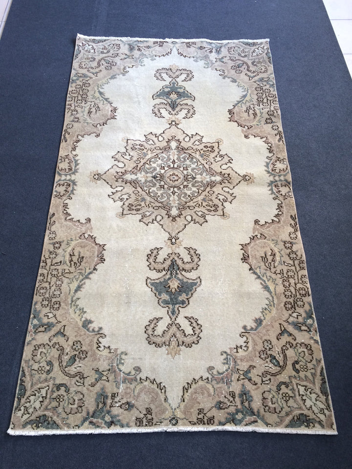 Turkish Oushak Rug 2'7" x 10'1" Hand-Knotted