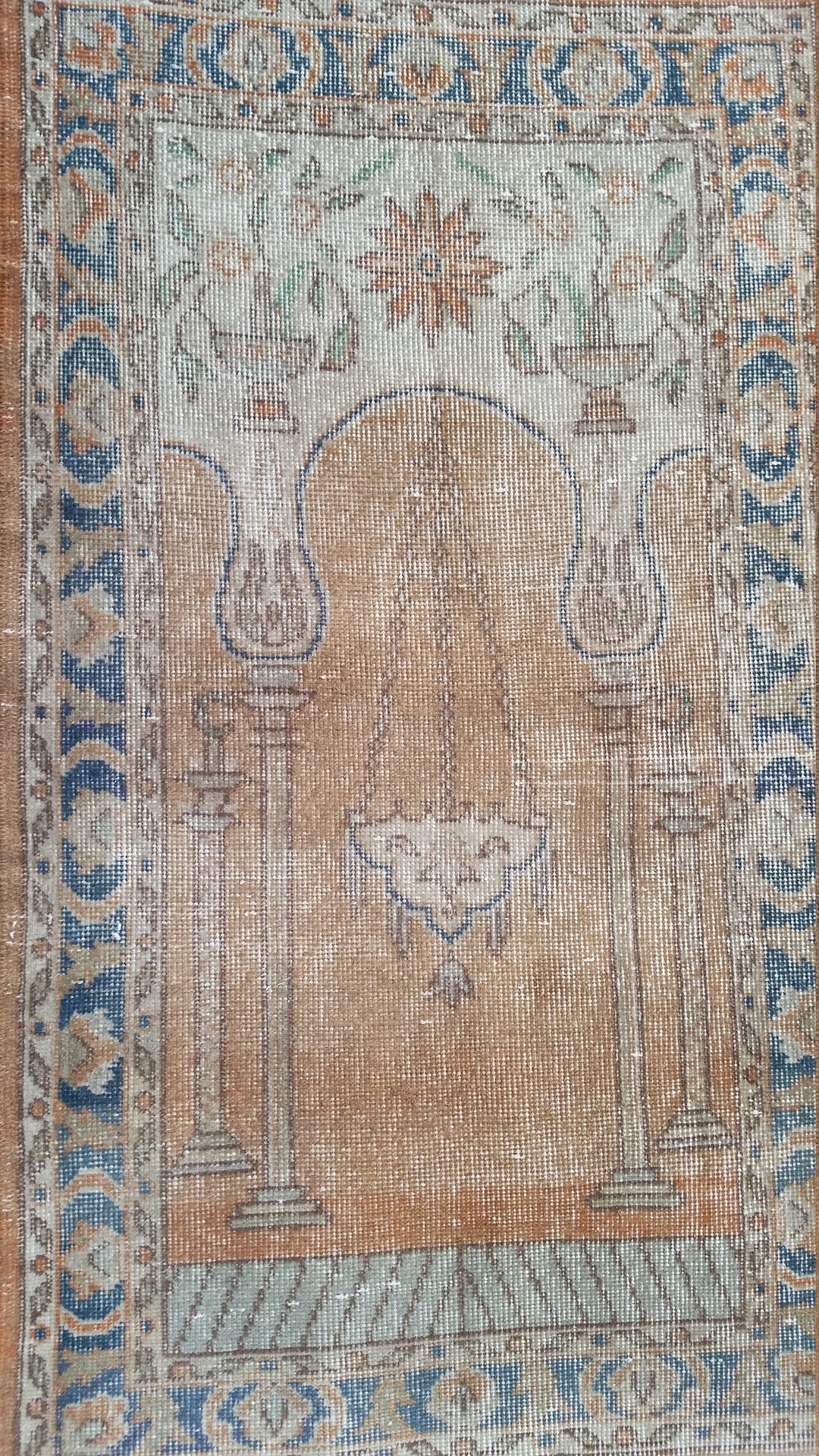 Turkish Oushak Rug 2'7" x 12'1" Hand-Knotted close-up