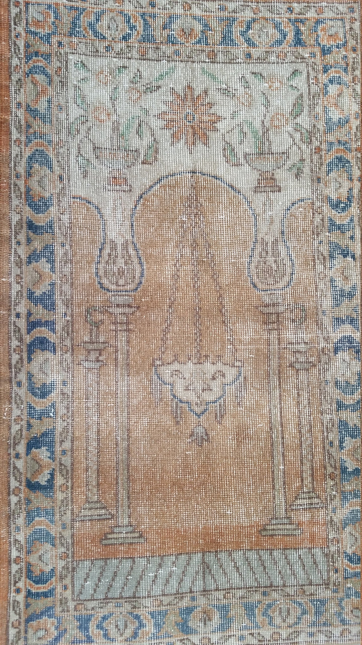 Turkish Oushak Rug 2'7" x 12'1" Hand-Knotted close-up