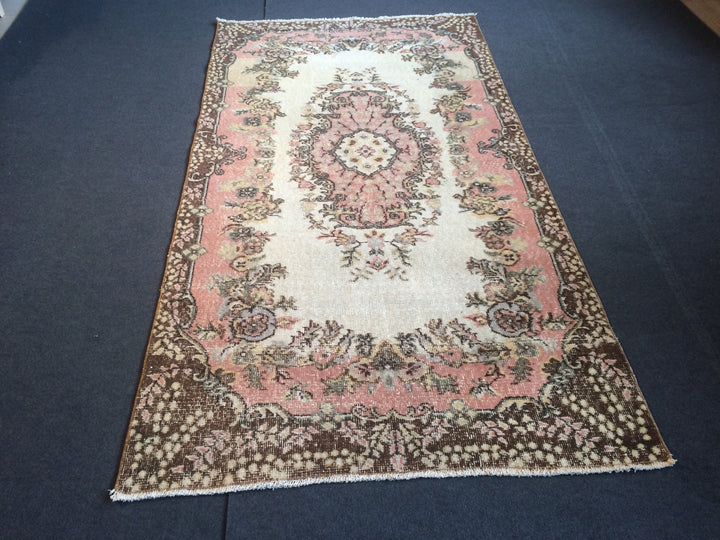 Pink Turkish Oushak Runner Rug Hand-Knotted view